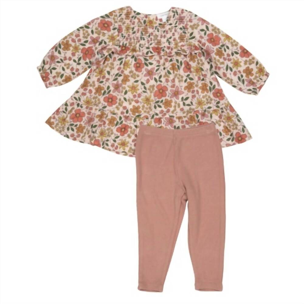 NEW ANGEL DEAR girl's smocked ruffle tiered dress and legging in multi